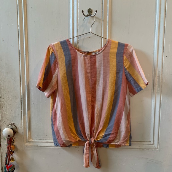 Madewell Tops - Madewell sherbet striped cotton top sz S